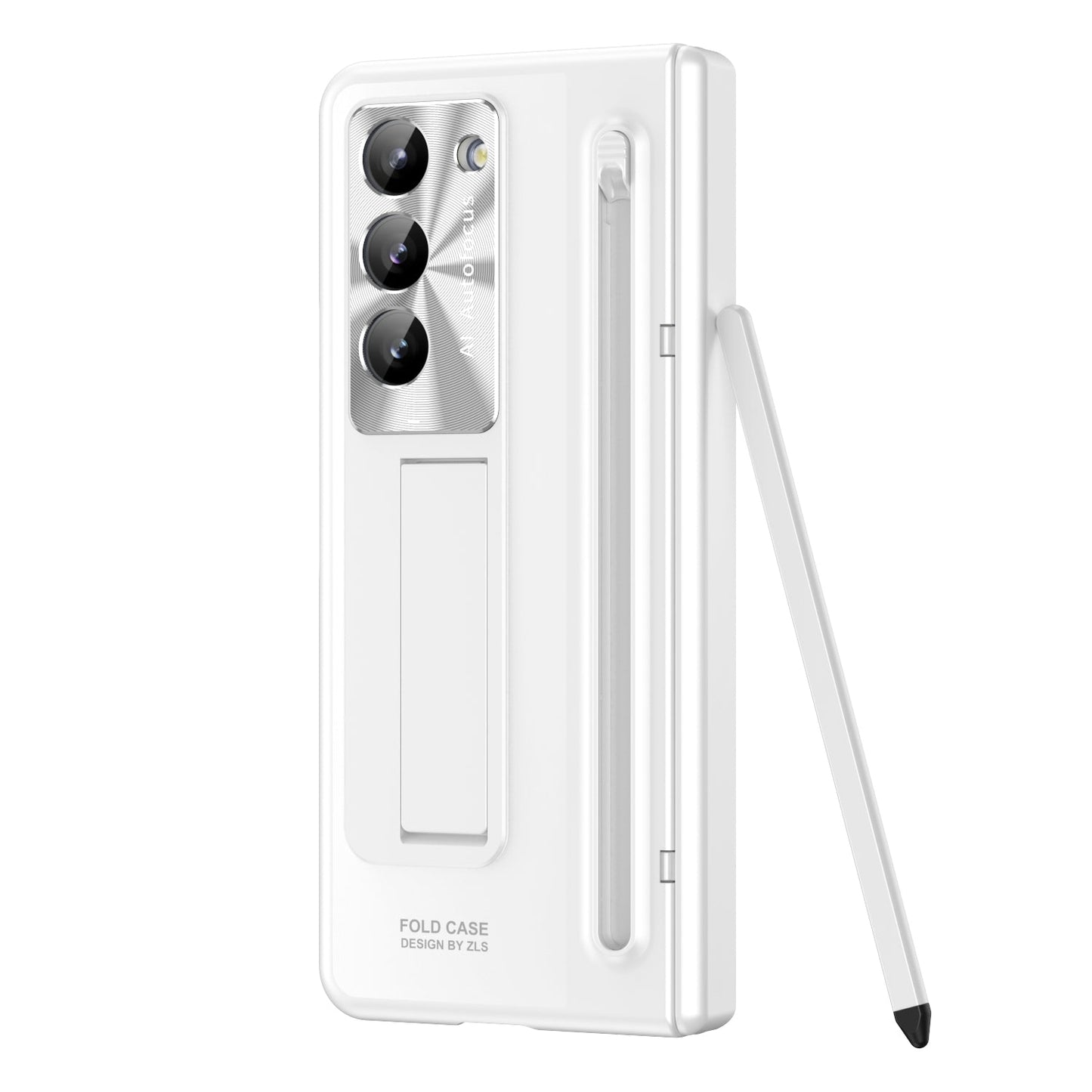 Samsung Galaxy Z Fold6 Autofucos Electroplating Case with Kickstand, S Pen & Front Glass Protection - White