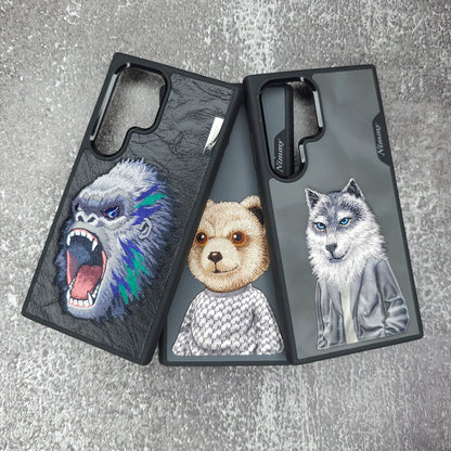 Samsung Galaxy S24 Ultra Nimmy Embroidery Leather Back Cover Case - Gorilla