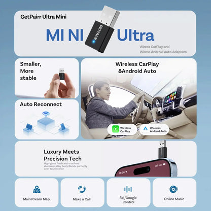 2025 Galaxy GetPairr™ Magic Ultra Mini 3.0 wireless CarPlay Android Auto Adapter